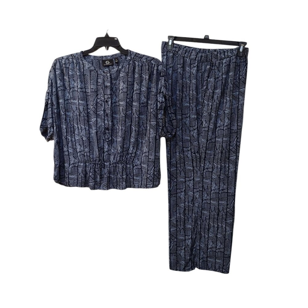 G by Giuliana Navy & White Printed Pantsuit Set